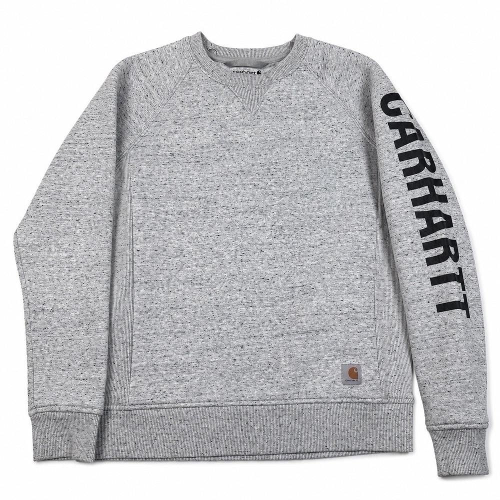 Carhartt Girls Size‎ 4-6 Gray Logo Sleeve Crewneck Sweatshirt Relaxed Fit
